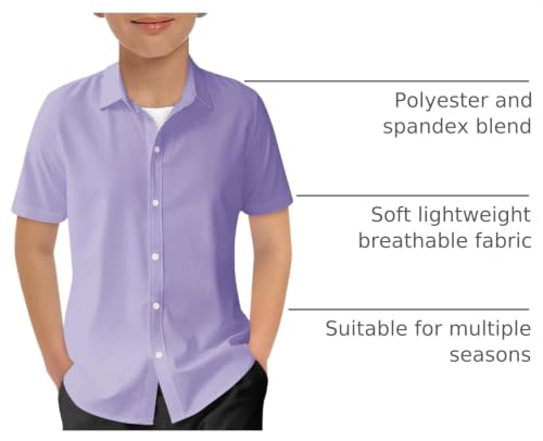 Image of Haloumoning Boys Short Sleeve Dress Shirts Button Down Formal Uniform Shirt