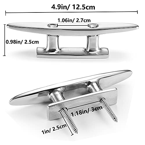 Image of Boat Cleat Open Base 4 /5 /6 /8 inch, Dock Cleat 316 Stainless Steel Marine Grade, Include Installation Screws