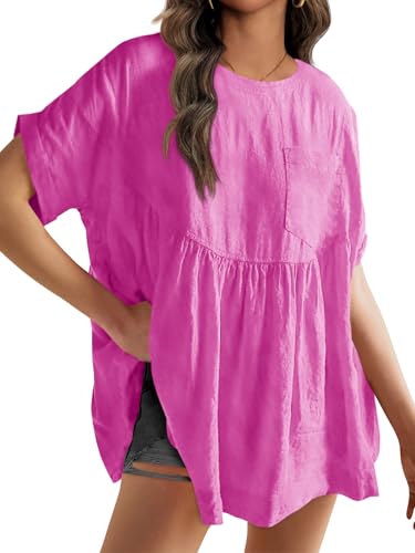 Image of Tankaneo Womens Summer Babydoll Tops Casual Loose Fit Peplum Oversized Tunic Shirts