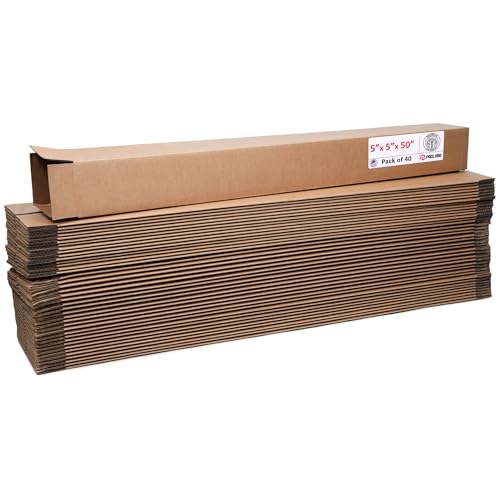 Image of Tall Cardboard Boxes 5 inchL x 5 inchW x 50 inchH (Pack of 40) - USA-Made Packing Boxes for Moving, Shipping, or Storage - USPS, UPS, FedEx Approved - Professional Packing Supplies for Moving | USA-Made Packing Boxes for Moving, Shipping, or Storage - USPS, UPS, FedEx Approved - Professional Packing Supplies