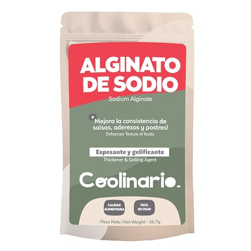Coolinario Alginato de Sodio en Polvo (56 g) Espesante y Gelificante Premium para Postres, Salsas y Cocina Molecular | Ideal para Esferificación | Grado Alimenticio