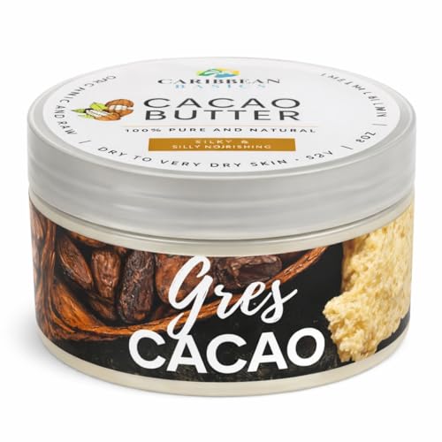 caribbean basics Pure Organic Haitian Cacao Butter (Gres Cacao) 8 Ounce (Pack of 1)