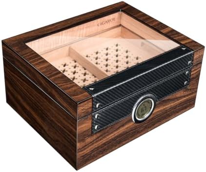 Humidor Puros, Elegante Caja Puros Hecho a Mano, Humidor con Mech...