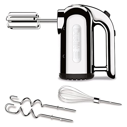 Comparison: Dualit Hand Blender 4 Dualit Hand Mixer - 300W- Strong Grip Handle - Attachments Included - Integral Plug Storage - 4 Speed Settings - Repairable gears - Flat Beaters, Dough Hooks, Balloon Whisk