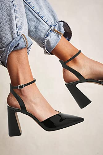 Image of Juliet Holy Womens Closed Toe Heels Chunky Block Heel Ankle Strap Pumps Slingback Heeled Sandals