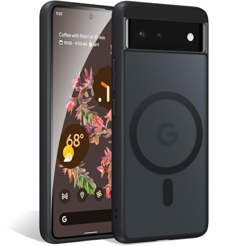 Tivkofk Magnetic for Google Pixel 6 5G Case [Compatible with MagSafe] Translucent Matte Black Slim Shockproof Anti-Scratch Anti-Fingerprint Magnetic Phone Case for Pixel 6 6.4-Inch