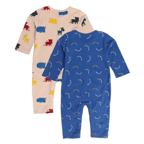 Image of miniklub Boys Pack of 2 Printed Pure Cotton Rompers