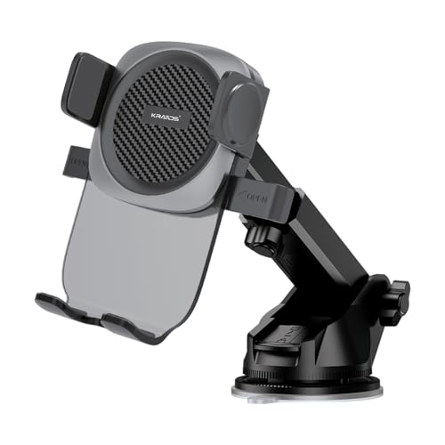 Image of Kratos Grip X4 Dashboard & Windshield Car Mobile Holder with Strong Suction Cup | 360 Rotational Head | Stable & Secure Phone Mount | Compatible with Most Smartphones - Black