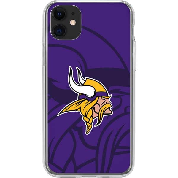 Skinit Clear Phone Case Compatible with iPhone 11 - Officially Licensed NFL Minnesota Vikings Double Vision Design