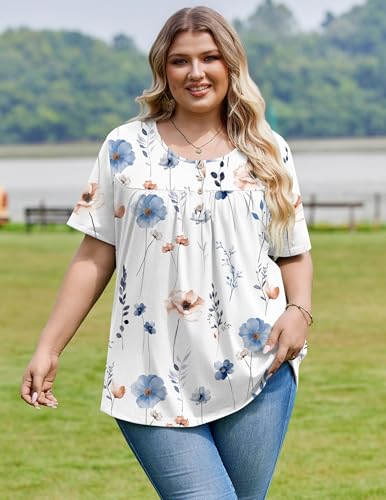 Image of IN'VOLAND Plus Size Tops for Women Short Sleeve Shirts Dressy Casual Tunics