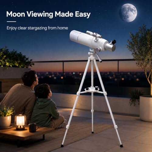 Image of Lukzer F50070 Astronomical Telescope for Beginners and Families, Moon Viewing, Stargazing and Terrestrial Observation (White)