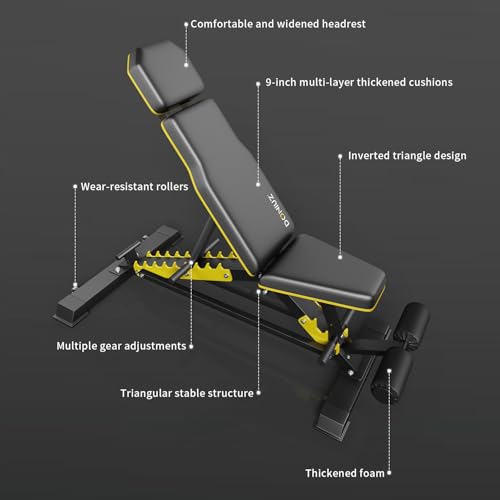 Heavy Duty Bench Adjustable Workout Bench Press Set for Home Gym Strength Training, Multi-Functional Roman Chair with Headrest, Max Load 1200 (DZ-025) - Image 5