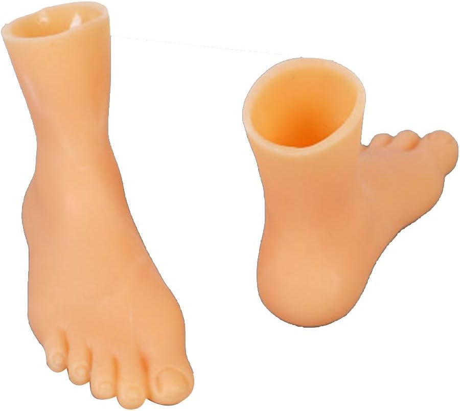 Finger Feet Puppet Tiny Feet, 2 Pairs Finger Shoes, Realistic Left and Right Small Feet for Fun, Adults and Teens