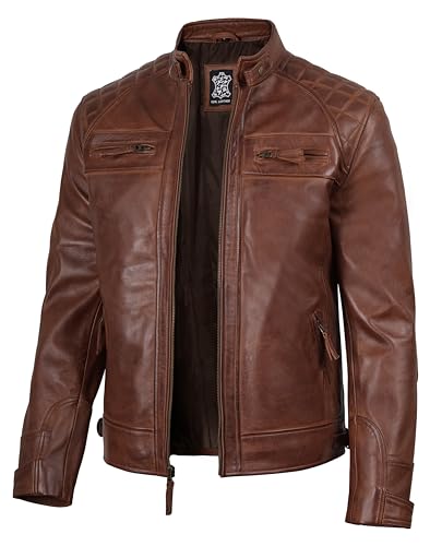 Image of Decrum Leather Jacket Men - Cafe Racer Style Real Lambskin Leather Jackets For Men