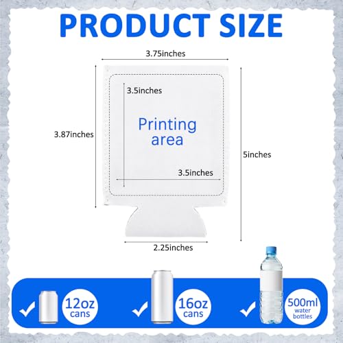 Image of Umigy 500 Pcs Can Coolers Sleeves Bulk Blank, White
