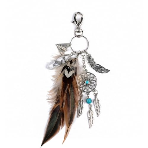 Bag Charms Purse Charms for Handbags Boho Keychain Crystal Feather