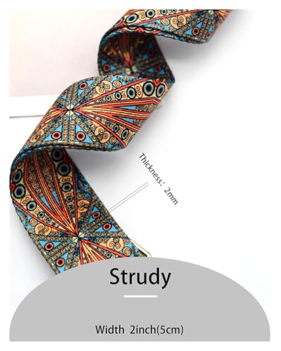 Image of Embroidered Purse Straps Replacement Crossbody Wide Adjustable Bag Straps | Thick Purse Strap for Crossbody Bags,Extra Long Strap,Cross Body Straps for Handbags,Bag Straps for Tote Bags,Shoulder Straps