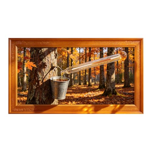 Décoration murale encadrée 3D automne 50x101 cm style ferme
