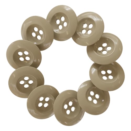 12 Pcs Tan Sewing Buttons 0.75 inch Beige Military Buttons 30L Glossy 4 Hole Round 19mm Decotative Plastic Ideal for Uniform Pants Jacket Bags Accessories Craft DIY