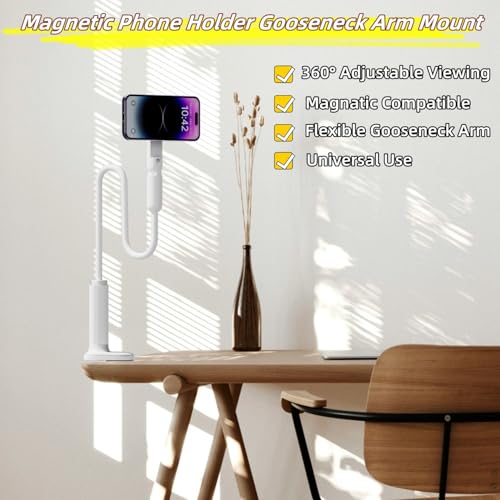 Support magnétique col de cygne LA-5 anti-chute pour iPhone 16 Pro Max et bureau