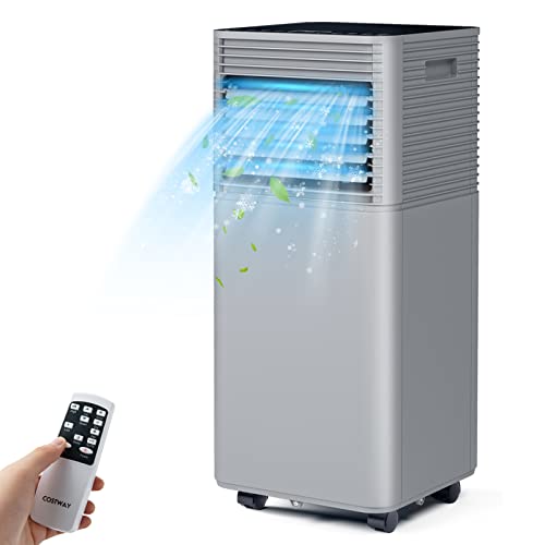 Image of GOFLAME Portable Air Conditioner, 8000 BTU Powerful AC Unit with Remote Control and 4 Universal Casters, 3-IN-1 Air Cooler & Dehumidifier & Fan with 24H Timer for Living Room, Bedroom, Office, Grey