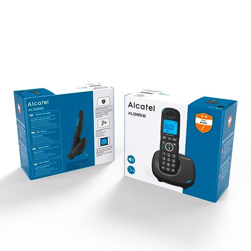 Alcatel XL595 B Schnurlostelefon mit großen Tasten, großes Display und Audio-Boost, Anrufsperre