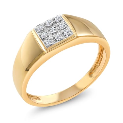 Gem Stone King Solid 10k Yellow Gold Natural White Diamond Wedding Anniversary Ring For Men | Available In Size 7,8,9,10,11,12,13