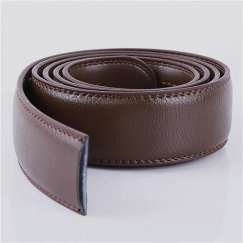 Simple Men's Pu Leather Ratchet Sliding Replacment No Buckle Belts Straps For Men(brown)4