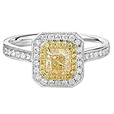 Xylara Anillo de boda para mujer, oro blanco 750/585/375, anillo de compromiso para mujer, cuadrado, halo con diamante de 0,5 ct, talla 47 hasta 65, 65 (20.7), Metal precioso, Diamante sintético de