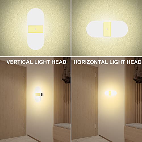 Image of BIGMONAT USB Rechargeable Motion Sensor Wall Night Light, Wireless Sconce Light, LED Wall Lamp for Hallway Bathroom Bedroom Corridor Stairway Shower,180 Lumens, 4000K