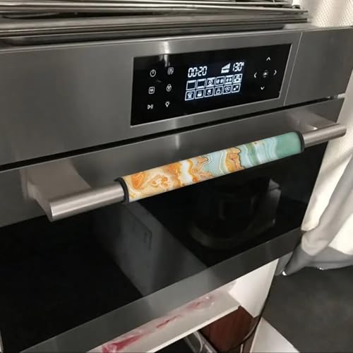 Image of Gold Marble Fridge Door Handle Covers Set of 6 Refrigerator,Microwave, Oven Door Handle Covers Anti-Static Stain Adjustable Appliance Handle Covers Kitchen Accessories