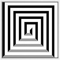 SIGNWIN Framed Canvas Wall Art Optical Illusion Line Art in a 3D Square Geometric Shapes Illustrations Minimalism Modern Fun Black and White for Living Room, Bedroom, Office - 16x16 inches