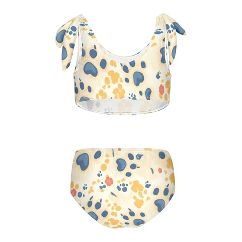 KLL Cute Dog Paws Girl 2 Piecing Bikini Set Scoop Neck Swimsuit Swimwear Adjustable Strap2