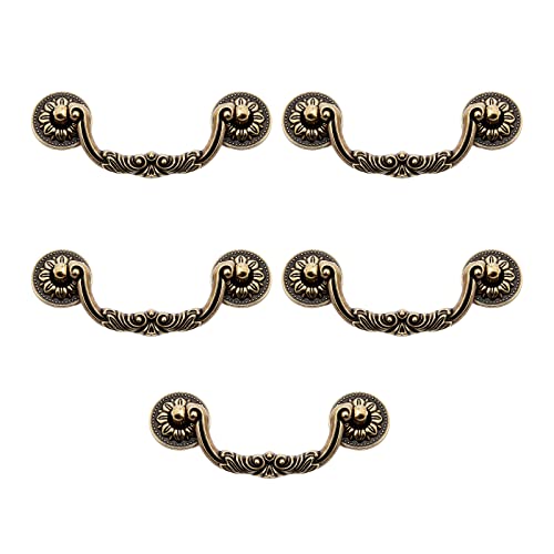 Mgoodoo Vintage Knäufe für Türen von Möbelstücken, antikbronze, für Küchenschränke, Schränke, Kommoden 5 Stück Lochabstand 96mm Cover