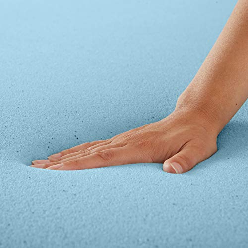 Image of Amazon Basics Cooling Gel-Infused Memory Foam Queen Mattress Topper, CertiPUR-US Certified, 2 Inches, Blue
