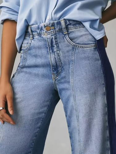 Flamingals Wide Leg High Rise Jeans for Women Stitch Detail Row Hem Jeans Denim Pants4