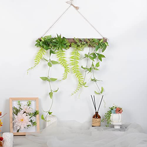 Midremer Artificial Plants Wall Hanging Decor With Wooden Board, Greenery Hanging Fake Plants For Home Bedroom Living Room Garden Wedding Farmhouse Rustic Boho Wall Decorations (Water Bamboo Leaves) #TOP5