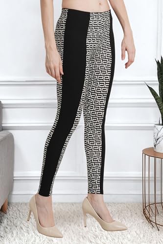 Image of Women Black & White Printed Solid Mid Rise Body Fitted Jeggings