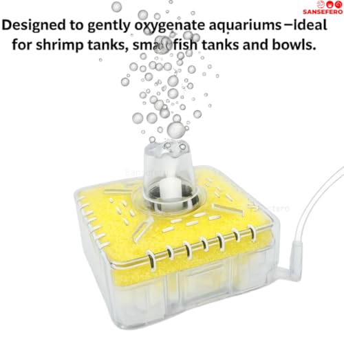 Image of SANSEFERO BL-A01 Biological Sponge Filter for Aquarium with 2mm L Tube Air-Powered Oxygen Bubble Filter Bio Sponge for Shrimp Tanks,Bowl, Fish Tank Quiet & Gentle (No Motor Added)