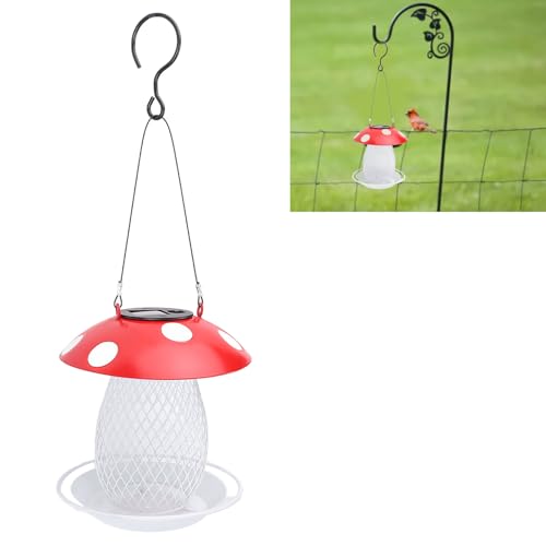 Mangeoire oiseaux métal champignon durable pour stopper le gaspillage de graines