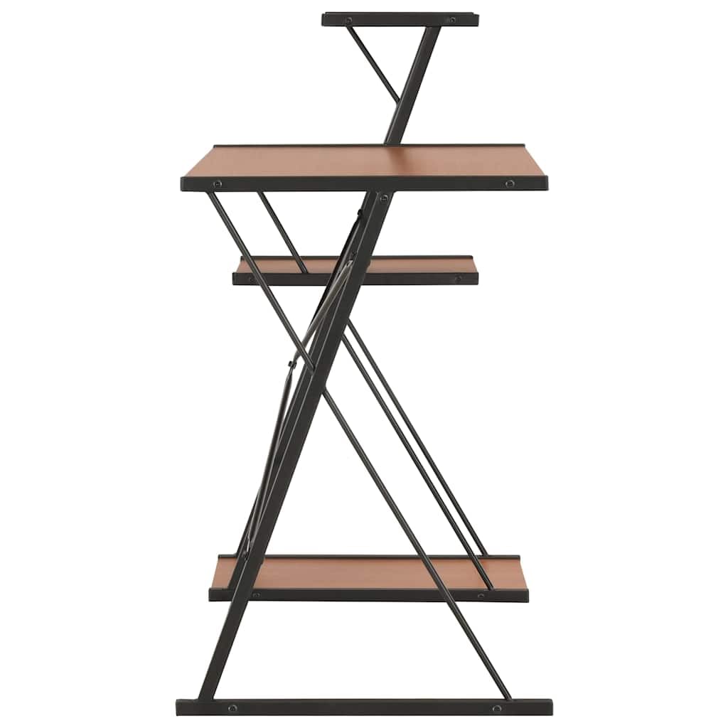 Scrivania con mensola nera e marrone, 116 x 50 x 93 cm, moderna scrivania per computer, tavolo da lavoro per PC portatile, con spazio di archiviazione, ergonomica, per ufficio, casa, studio