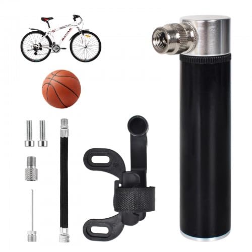 Small Bicycle Air Pump Portable Mini Bicycle Pump 120 PSI High Pressure Bicycle Pump Lightweight Aluminium with Bike Pump with Frame Mount for Road Bike Mountain Bike Football Basketball Volleyball