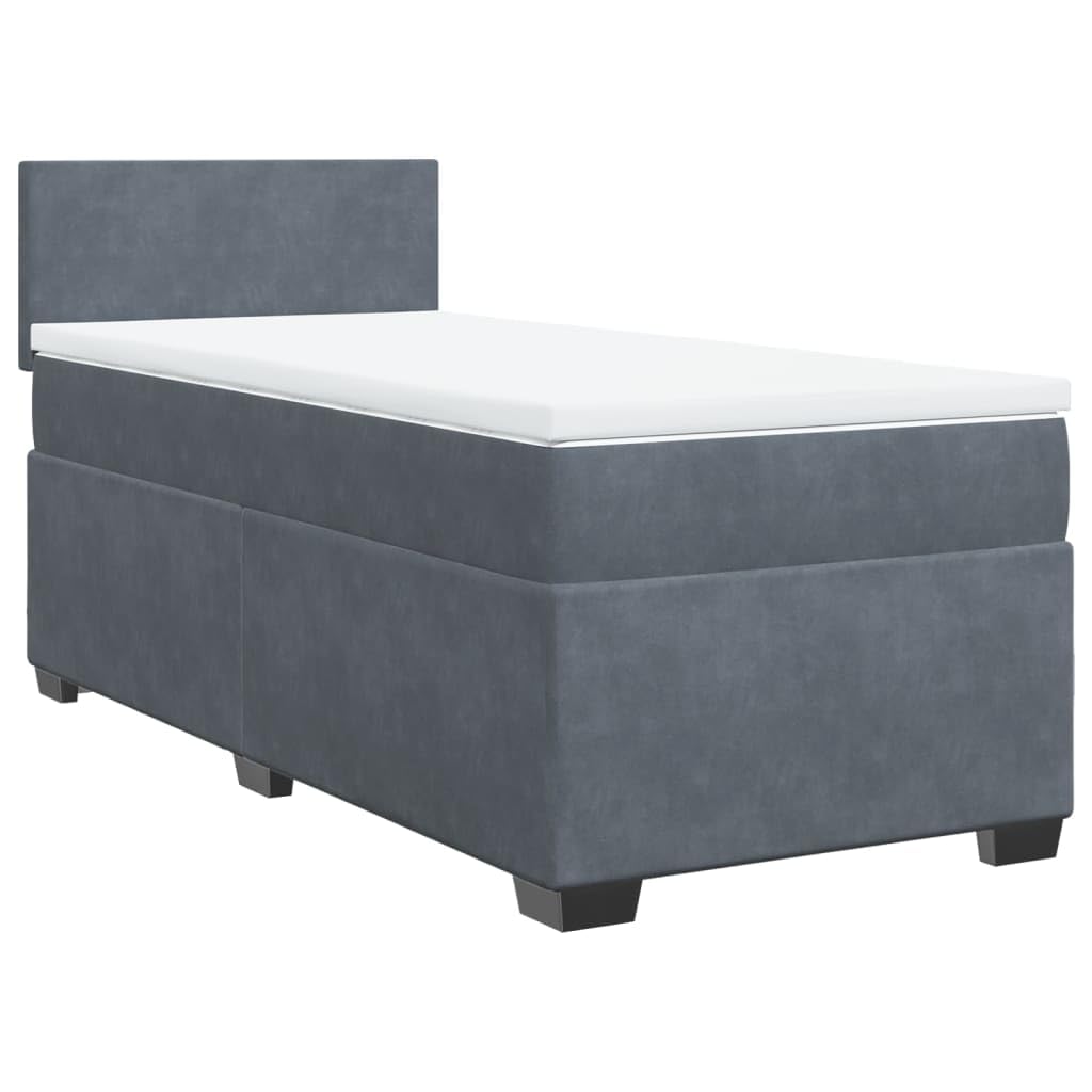 Velluto imbottito con contenitore molle insacchettate Grigio scuro 100x200