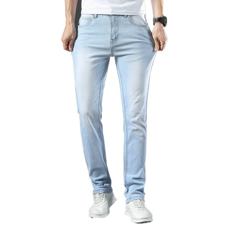 Comfort Denim Pants Vintage Solid Color Made Old Stretch Straight Leg Jeans2