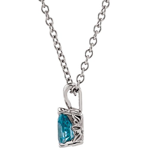 Bonyak Jewelry Genuine Blue Zircon 18" Pendant Necklace in 14k White Gold2