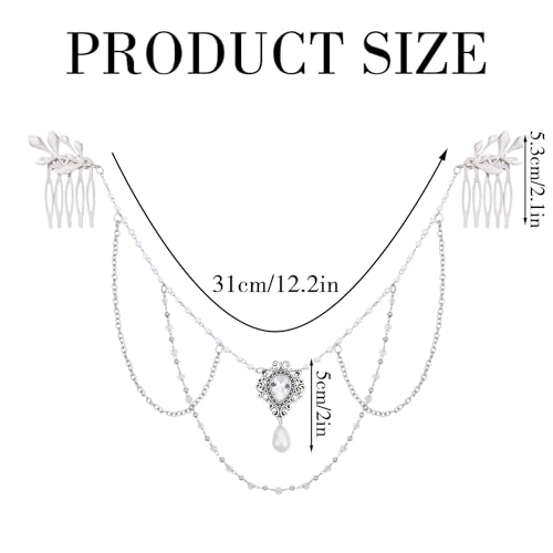 Accesorio para cabello boda peine de perlas plateado miniatura 6