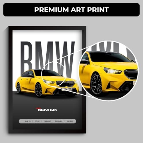 Image of Funk You Store BMV M5 Poster | Framed BMV G90 M5 A4 Sized (31 x 23 cm) | Car Poster for Wall, Gift for Boys, Sportcar Frames | Car Posters for Wall, Bedroom, Hostel, Study Area, Hostel (F 079)