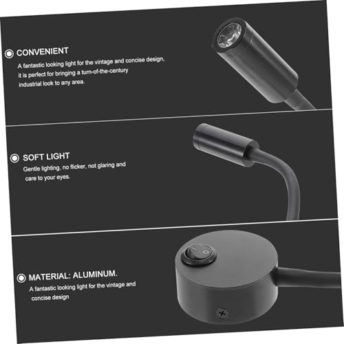 Flexo de pared LED negro de 3W para leer en la cama sin molestar 6