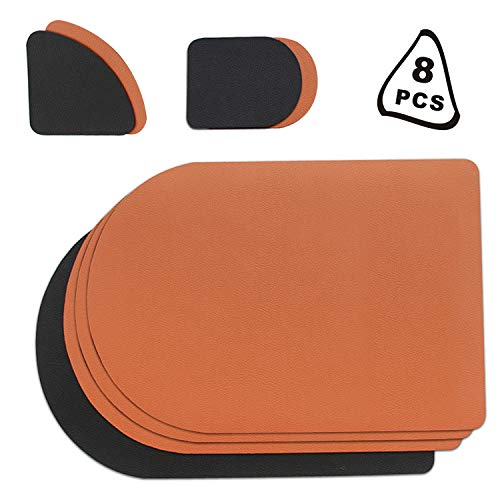 ZJRIGHT Set de table avec 4 sets de table et 4 soucoupes Marron et noir.