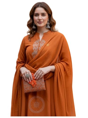 Image of ANNI Designer Women's Rayon Viscose Embroidered Straight Kurta Set with Pant and Dupatta | Ethnic Wear Kurta Pant Dupatta Set for Women | Traditional Indian Outfit